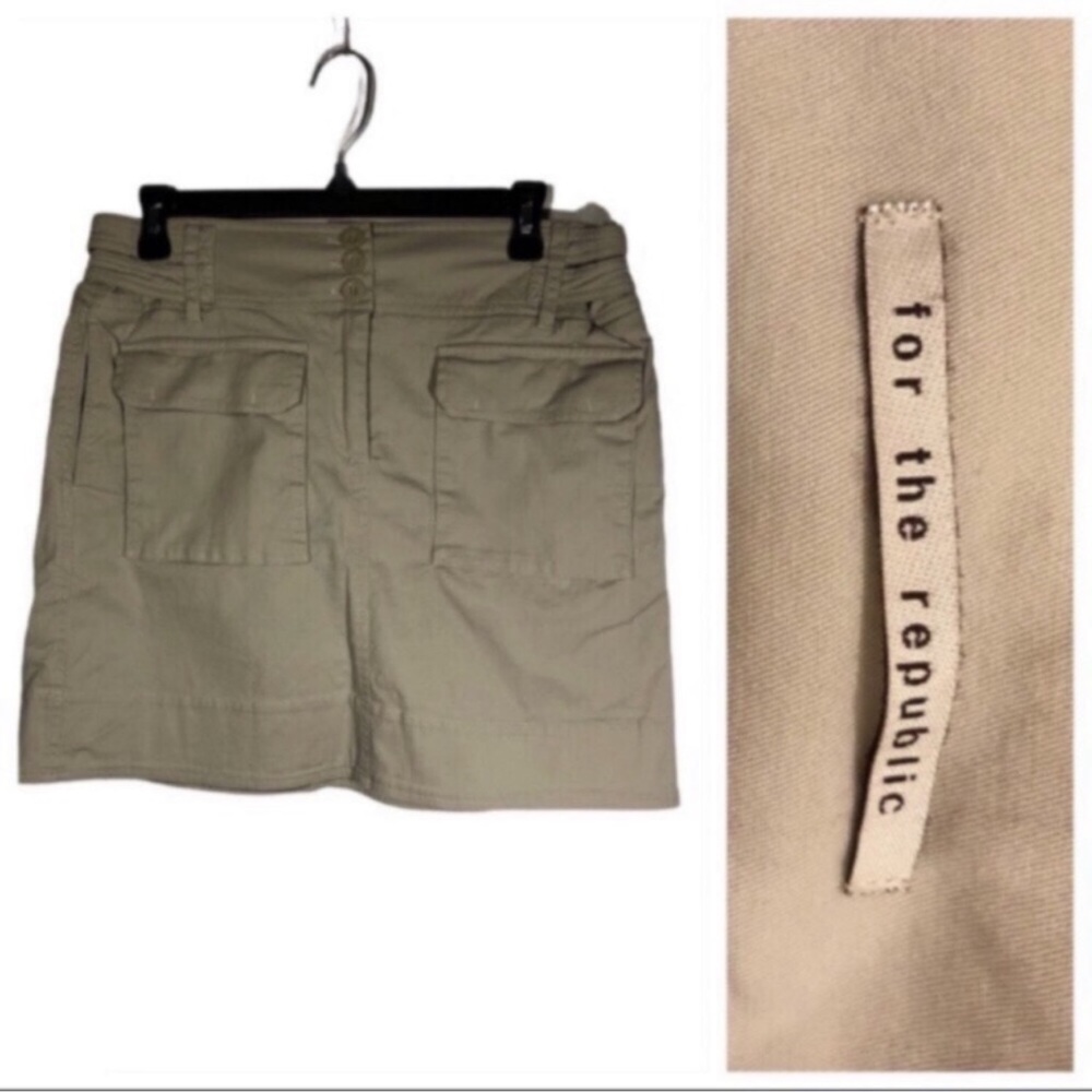 For The Republic Women’s Sz 8 Skirt 3 Button & Zipper Fly Side & Back Pockets